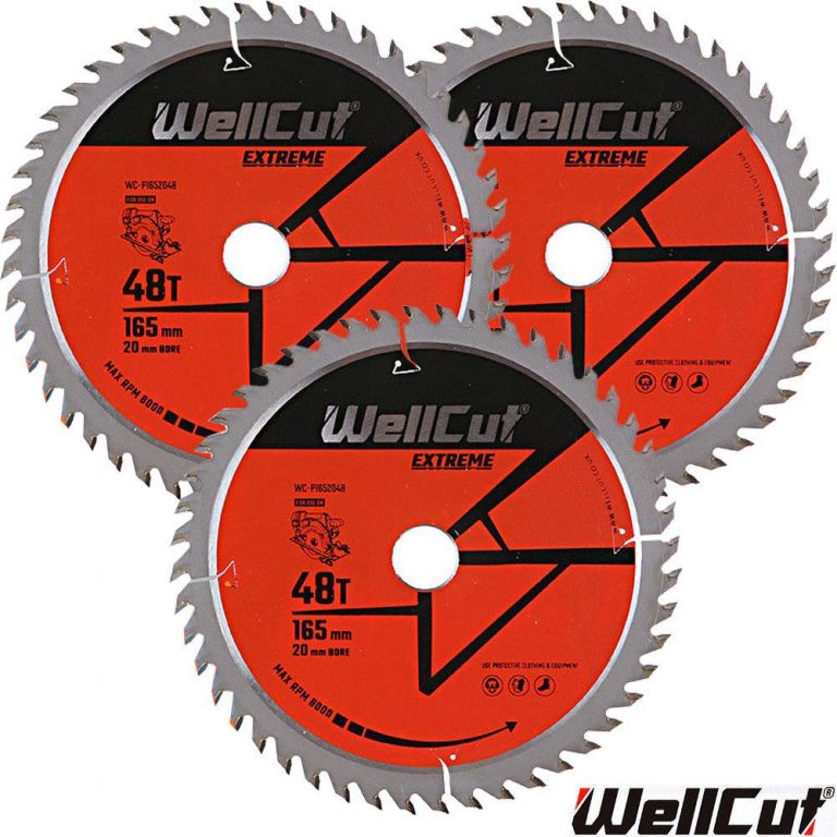 WellCut TCT Saw Blade 165mm x 60T x 20mm Bore for Dewalt DWS520, GKT55